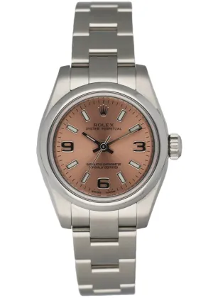 Rolex Oyster Perpetual 176200 steel Pink Dial W/Warranty Card