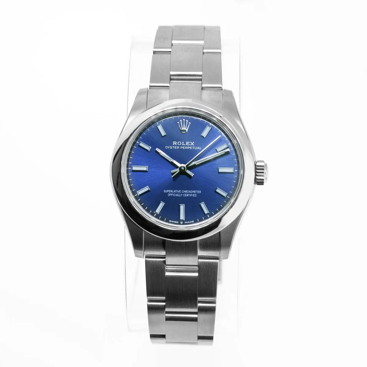 Rolex Oyster Perpetual 31mm Stainless Steel Blue Index Dial & Smooth Bezel 277200