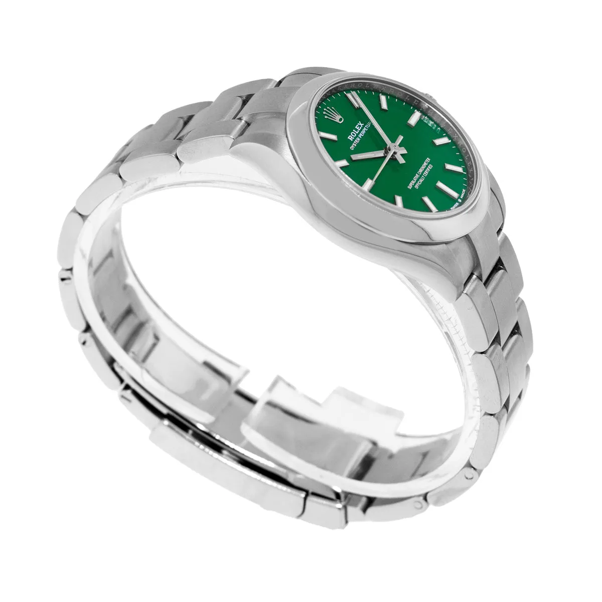 Rolex Oyster Perpetual 31mm Stainless Steel Green Index Dial & Smooth Bezel 277200