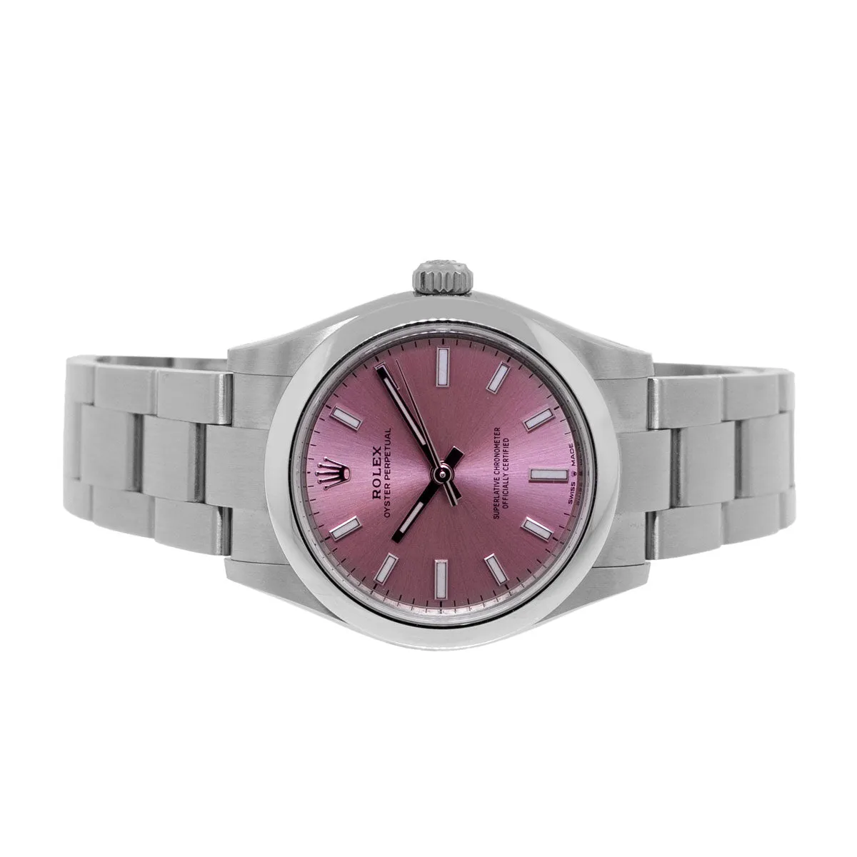 Rolex Oyster Perpetual 31mm Stainless Steel Pink Index Dial & Smooth Bezel 277200