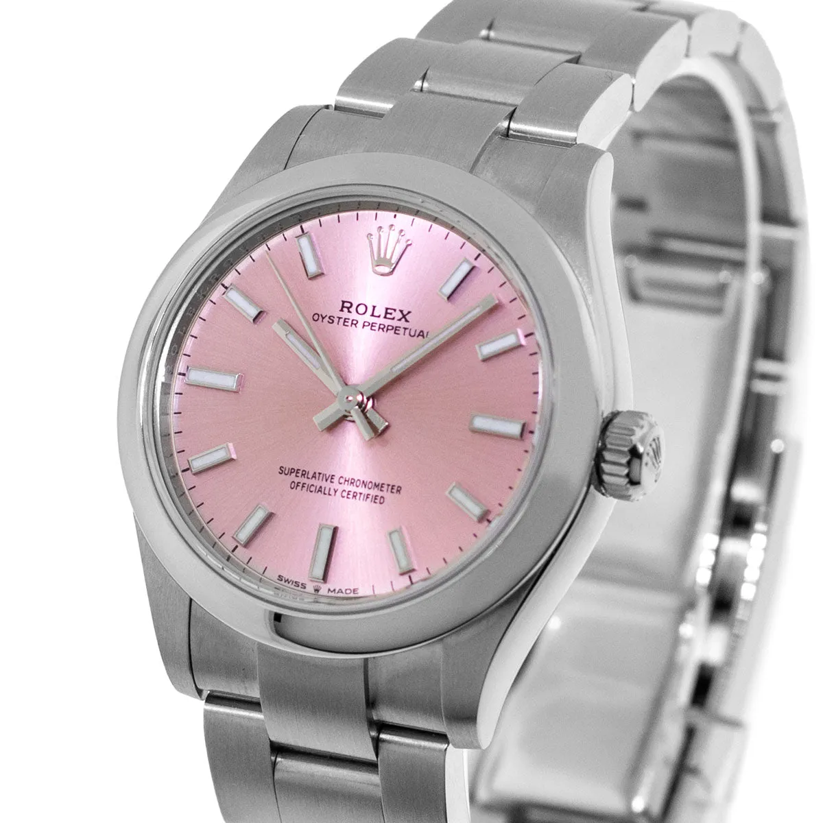 Rolex Oyster Perpetual 31mm Stainless Steel Pink Index Dial & Smooth Bezel 277200