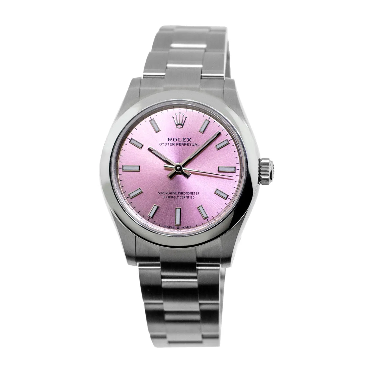 Rolex Oyster Perpetual 31mm Stainless Steel Pink Index Dial & Smooth Bezel 277200