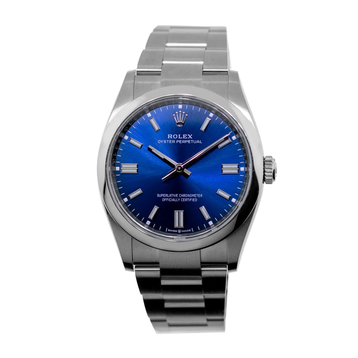 Rolex Oyster Perpetual 36mm Stainless Steel Blue Index Dial & Smooth Bezel 126000
