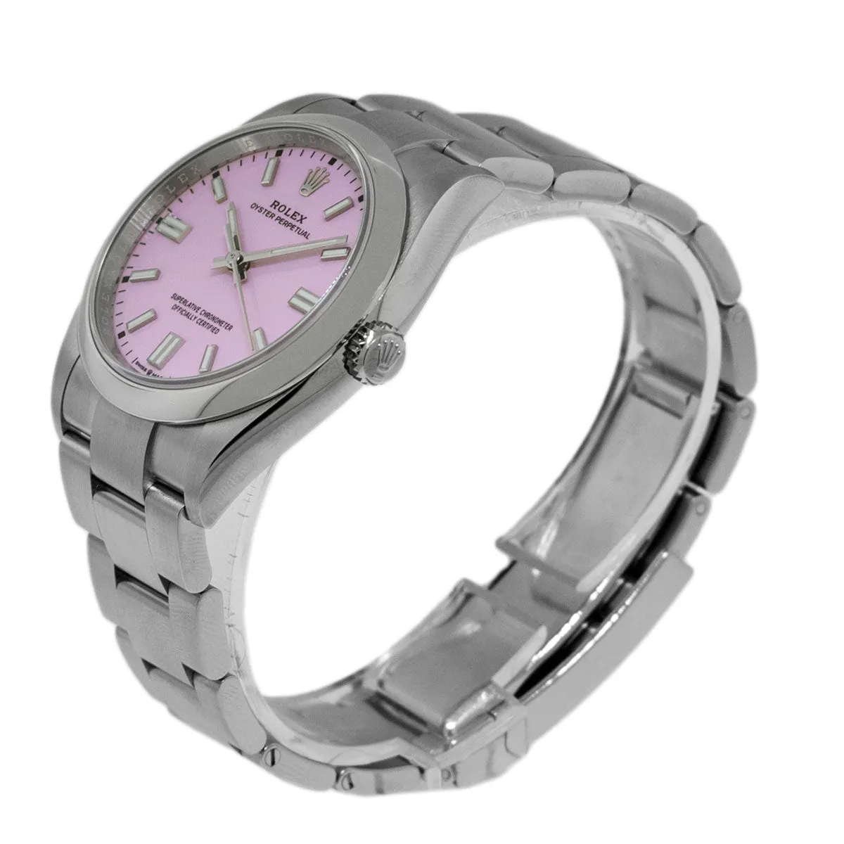 Rolex Oyster Perpetual 36mm Stainless Steel Candy Pink Index Dial & Smooth Bezel 126000