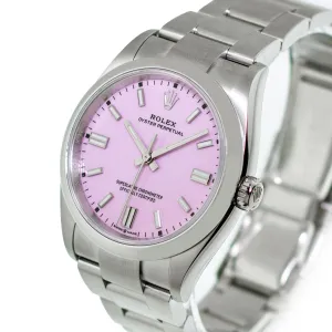Rolex Oyster Perpetual 36mm Stainless Steel Candy Pink Index Dial & Smooth Bezel 126000