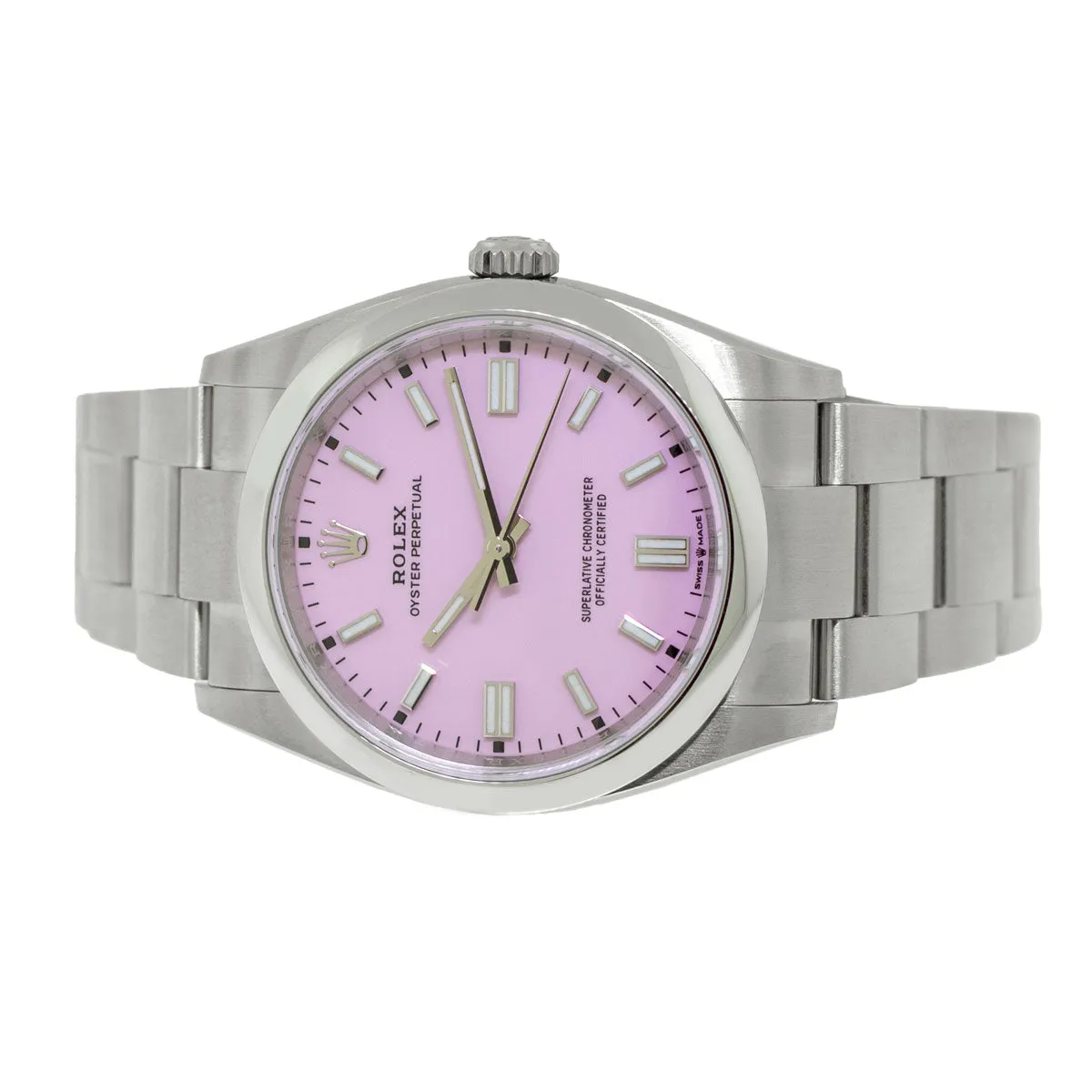 Rolex Oyster Perpetual 36mm Stainless Steel Candy Pink Index Dial & Smooth Bezel 126000
