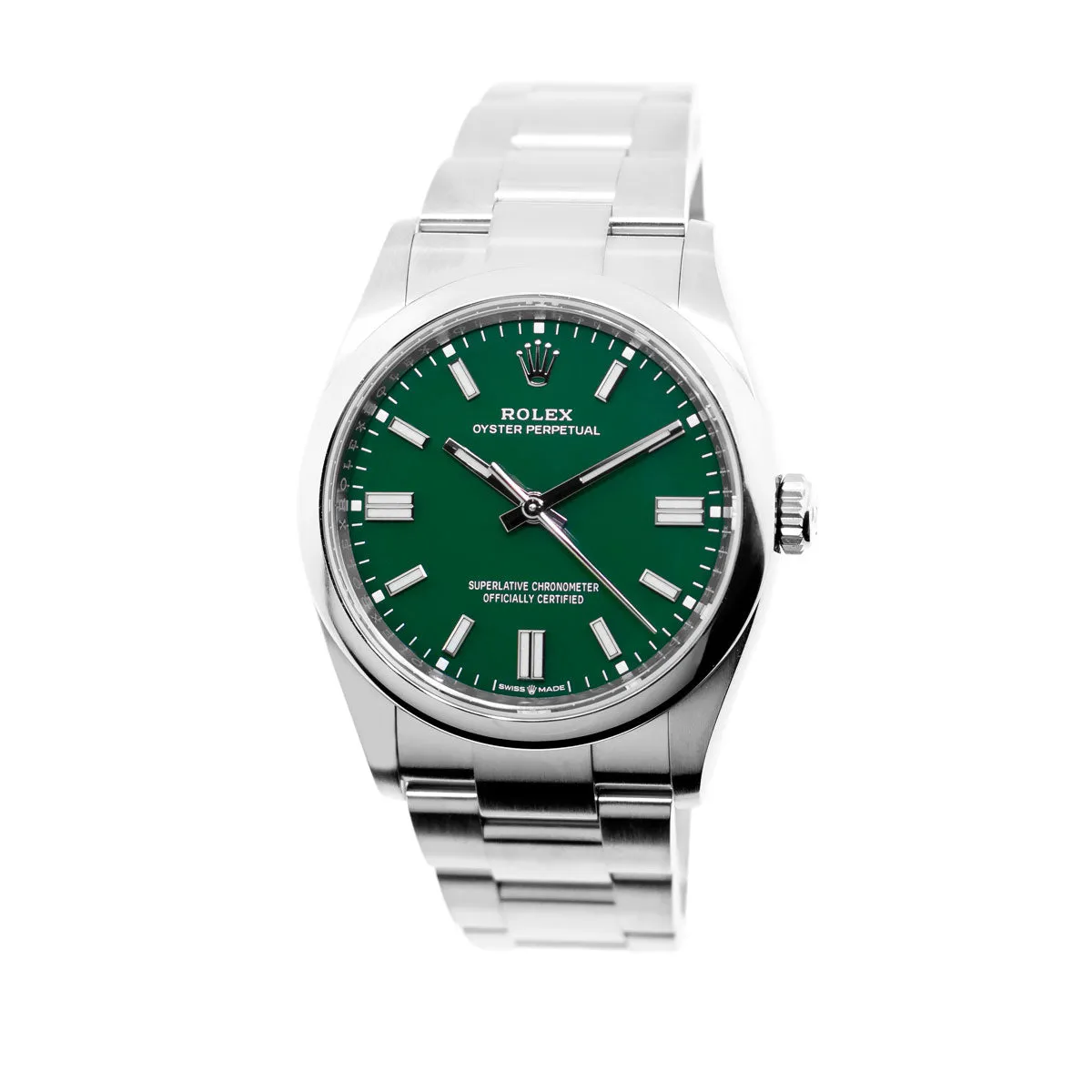 Rolex Oyster Perpetual 36mm Stainless Steel Green Index Dial & Smooth Bezel 126000