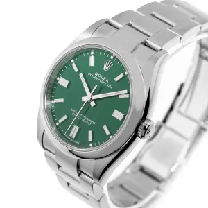 Rolex Oyster Perpetual 36mm Stainless Steel Green Index Dial & Smooth Bezel 126000