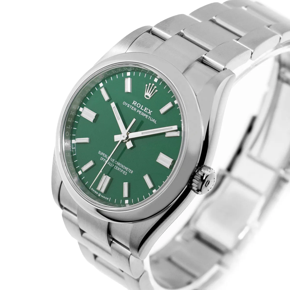 Rolex Oyster Perpetual 36mm Stainless Steel Green Index Dial & Smooth Bezel 126000