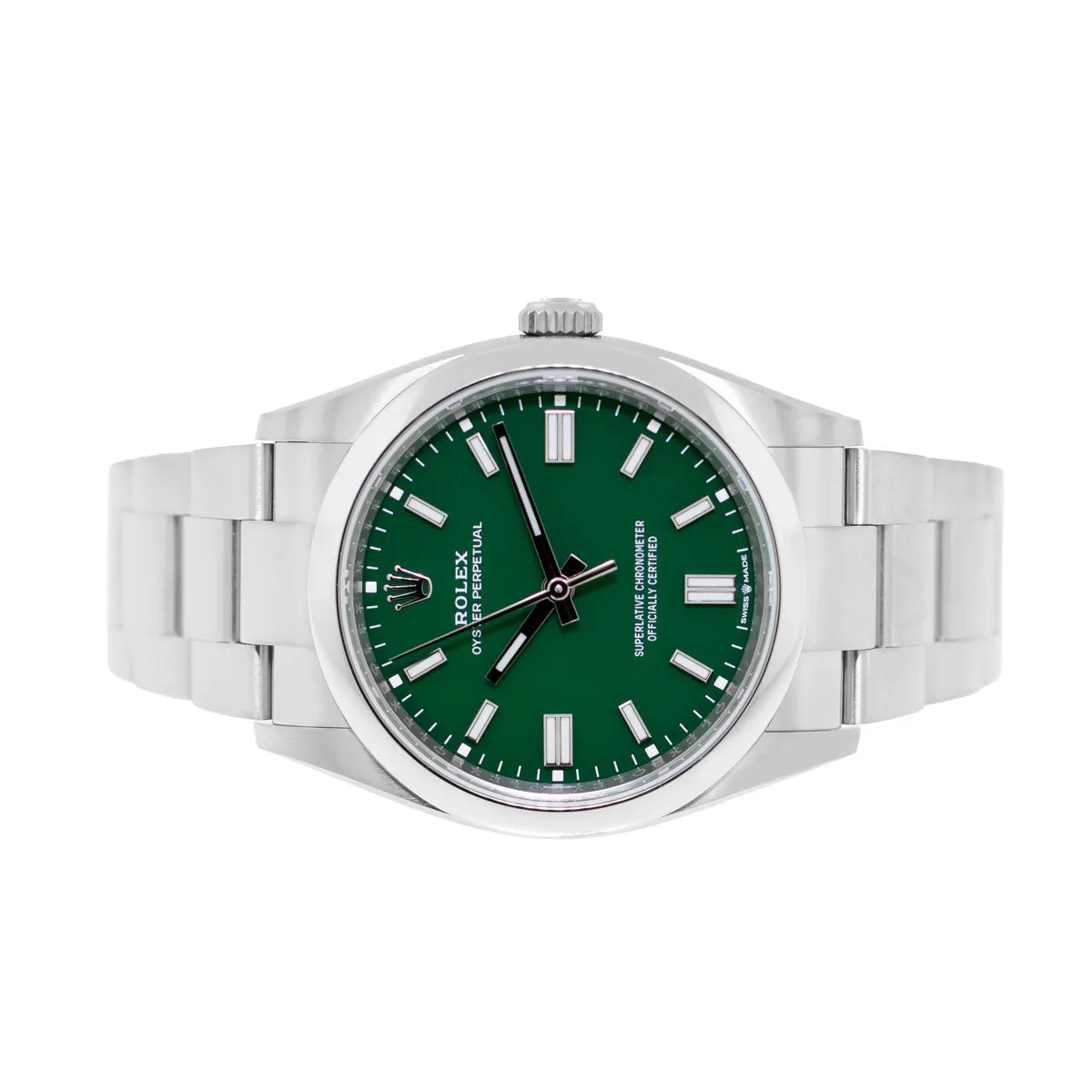 Rolex Oyster Perpetual 36mm Stainless Steel Green Index Dial & Smooth Bezel 126000