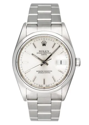 Rolex Oyster Perpetual Date 15200 Silver Dial Mens Watch