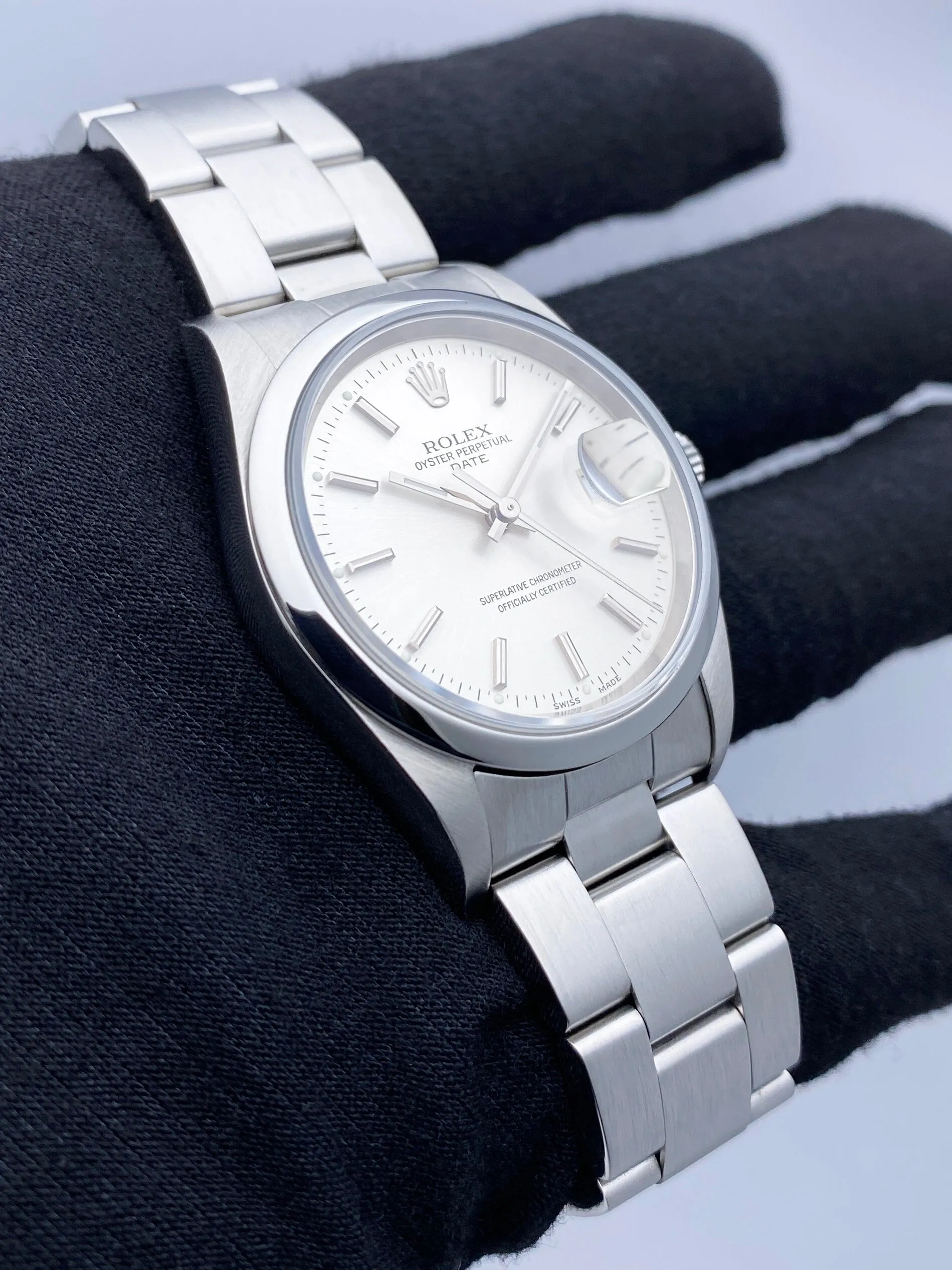 Rolex Oyster Perpetual Date 15200 Silver Dial Mens Watch