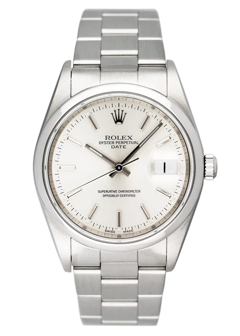 Rolex Oyster Perpetual Date 15200 Silver Dial Mens Watch