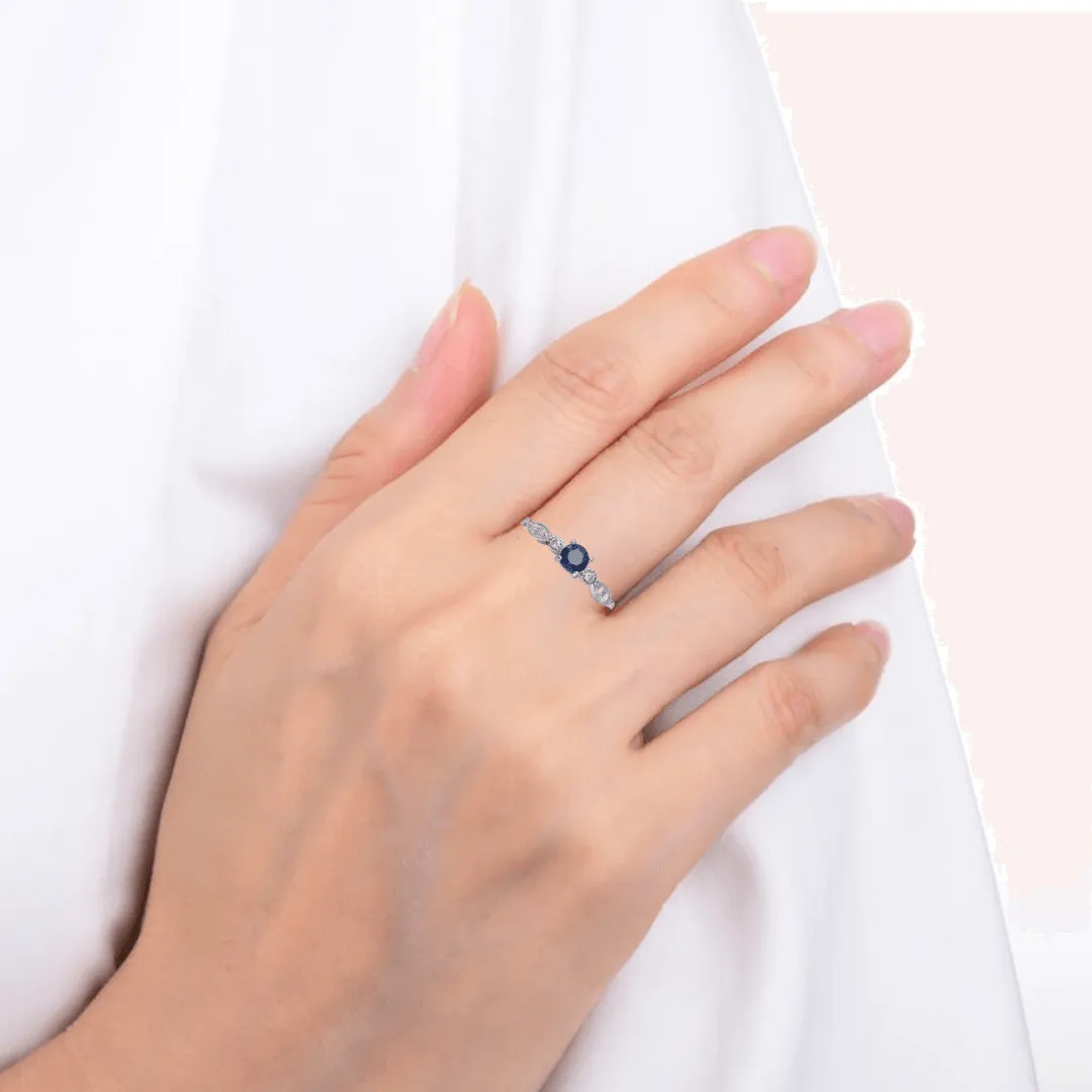 Round Blue Sapphire Solitaire Ring