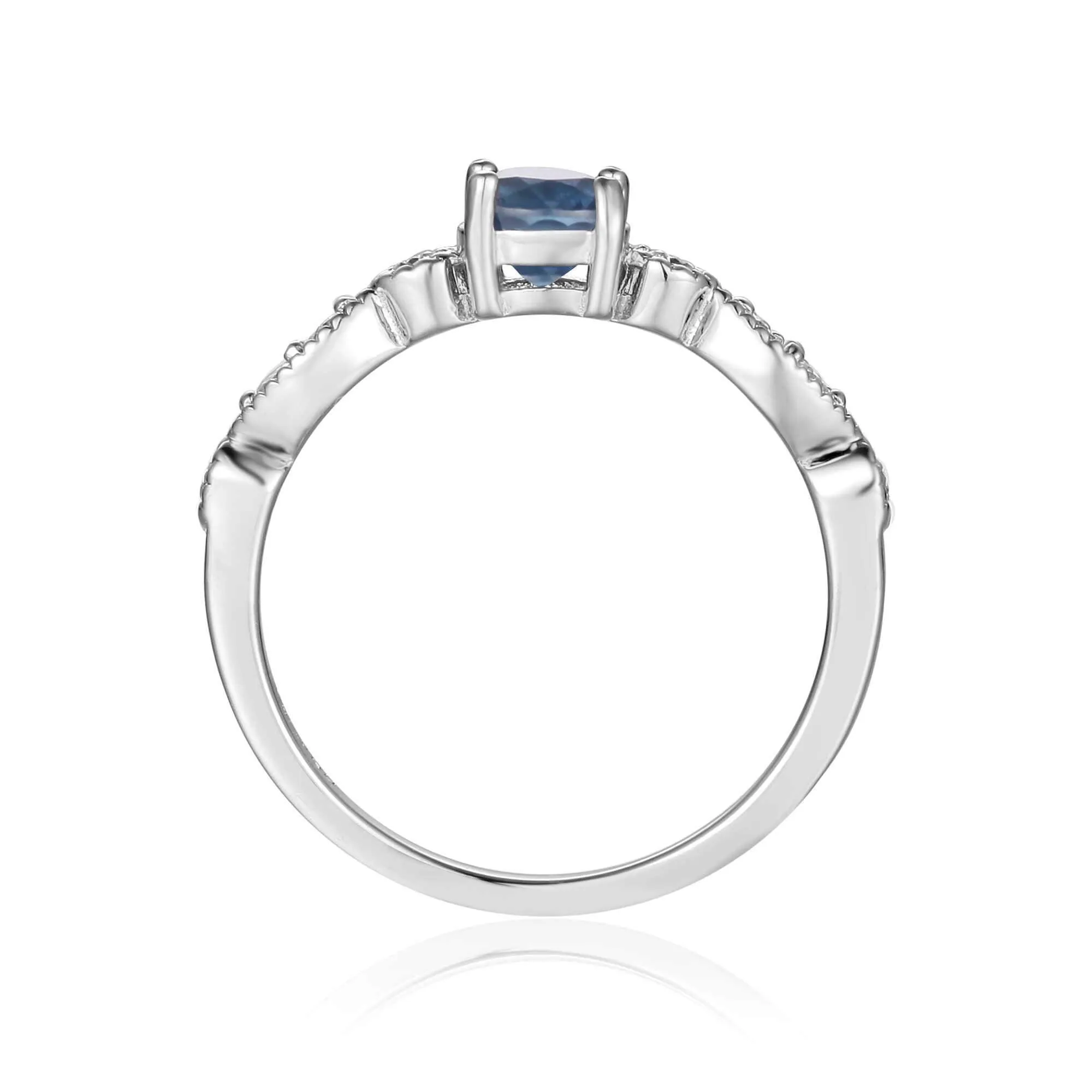 Round Blue Sapphire Solitaire Ring