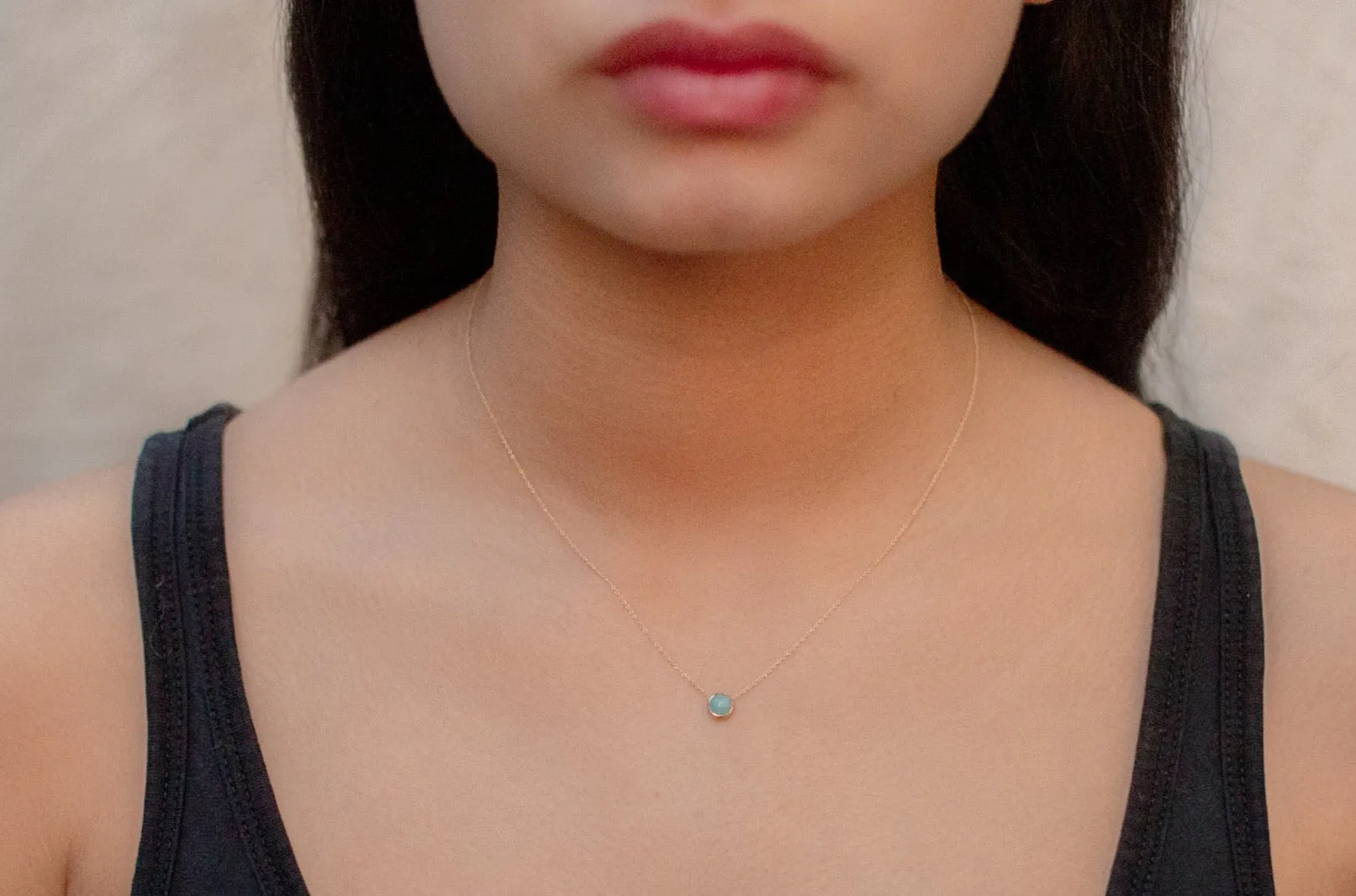 Round Cab Necklace - Amazonite