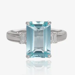 Royally Regal Ring in Aquamarine and White Gold