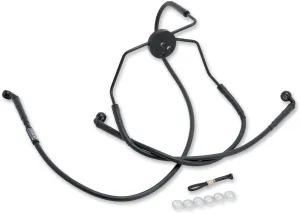 Russell R08782BC Extended Length Braided Front Brake Line Kit -  12in. Length Upper - Black