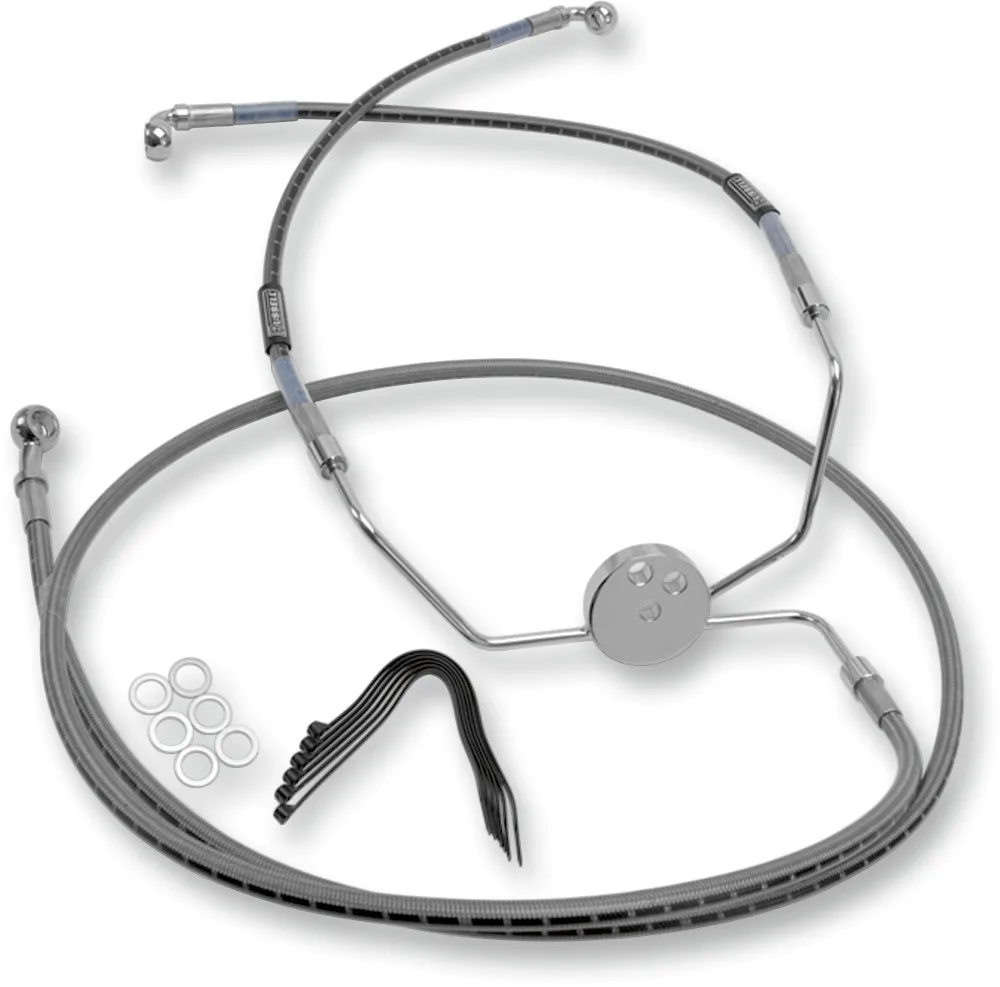 Russell R08794DS Braided Front Brake Line Kit - 41in. Upper Length - Stainless