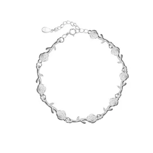 S925 Silver Frosted Rose Bracelet