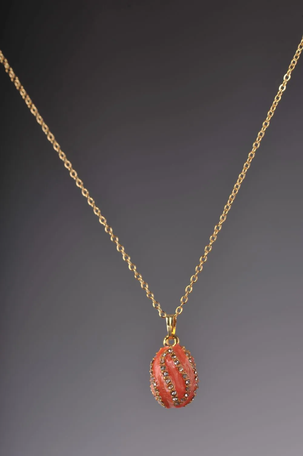 Salmon Spiral Egg Pendant Necklace