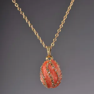 Salmon Spiral Egg Pendant Necklace