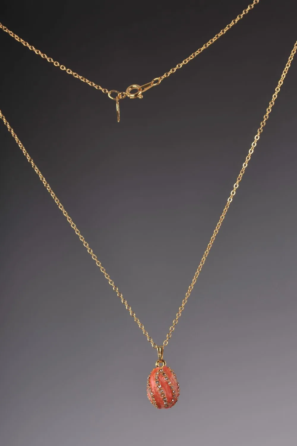 Salmon Spiral Egg Pendant Necklace