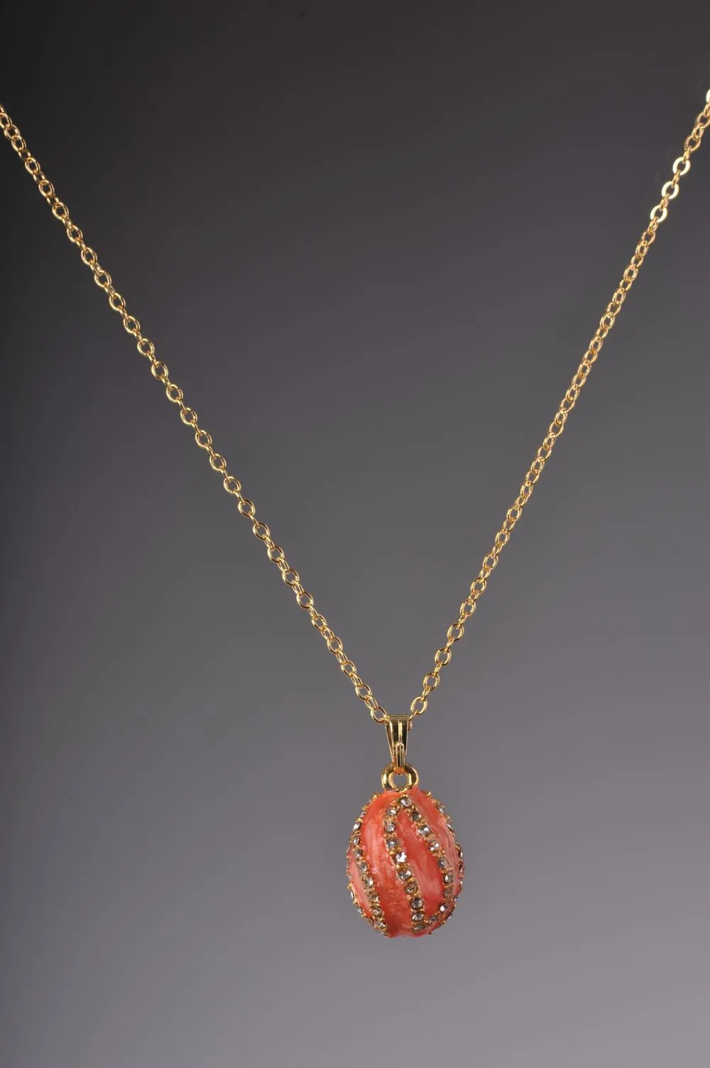 Salmon Spiral Egg Pendant Necklace