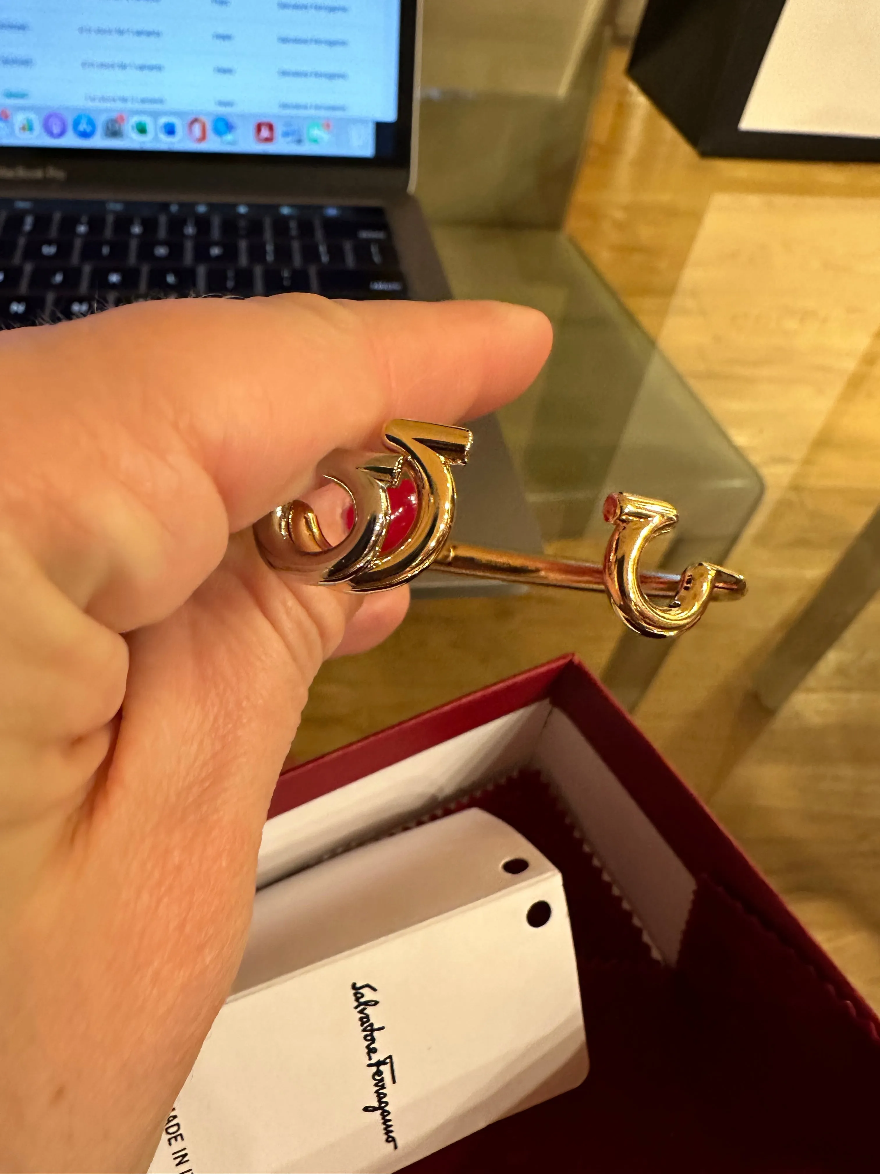 Salvatore Ferragamo Gancini Gold Cuff Bracelet