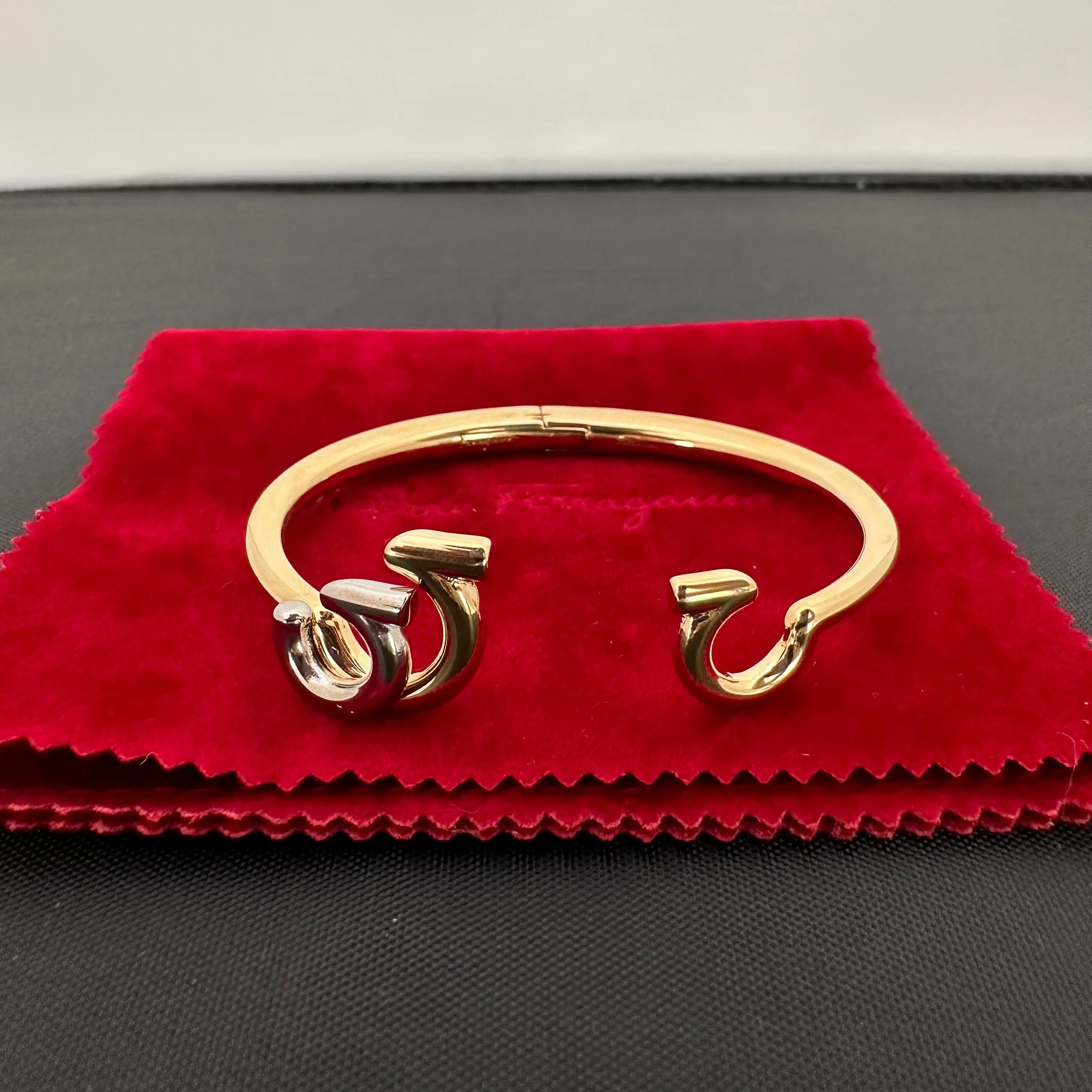 Salvatore Ferragamo Gancini Gold Cuff Bracelet