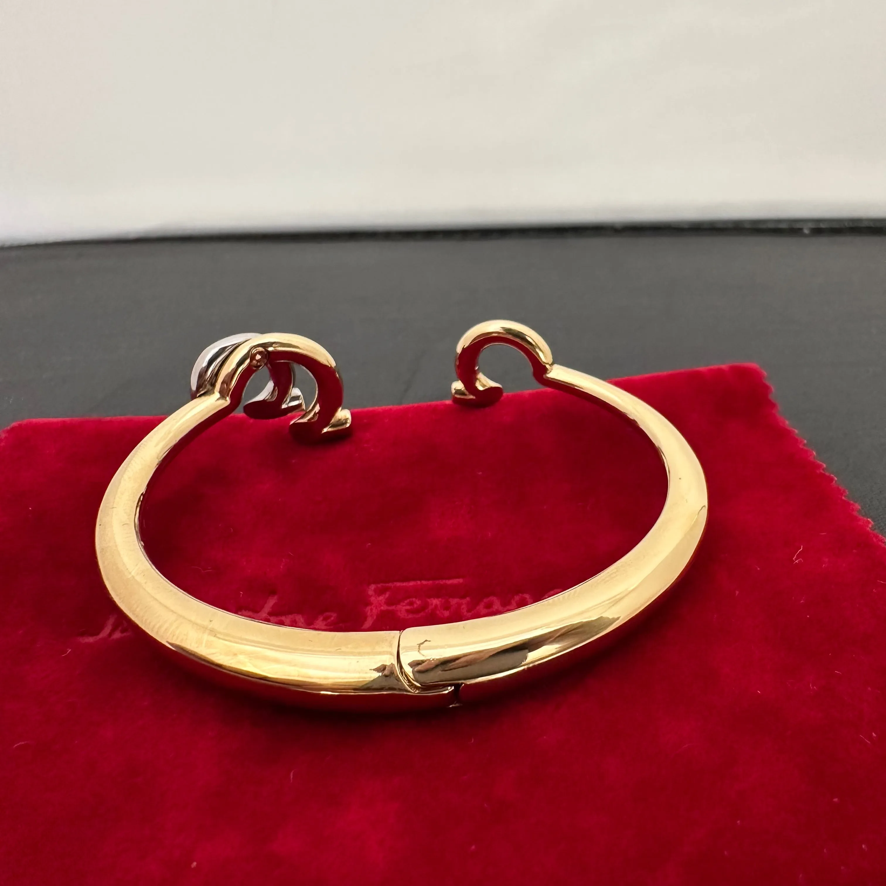 Salvatore Ferragamo Gancini Gold Cuff Bracelet