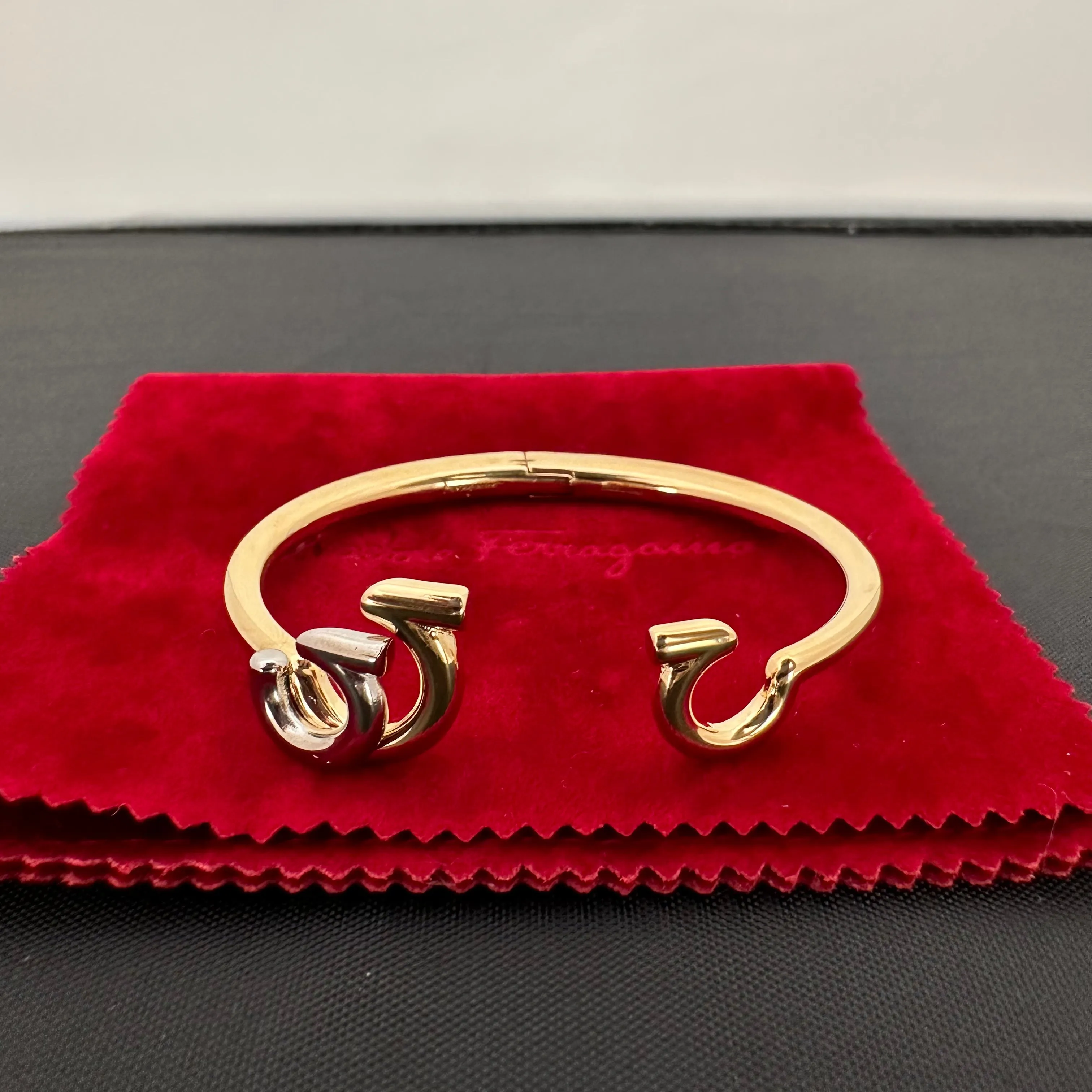 Salvatore Ferragamo Gancini Gold Cuff Bracelet