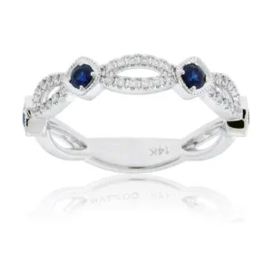 Sapphire Accented Diamond Band