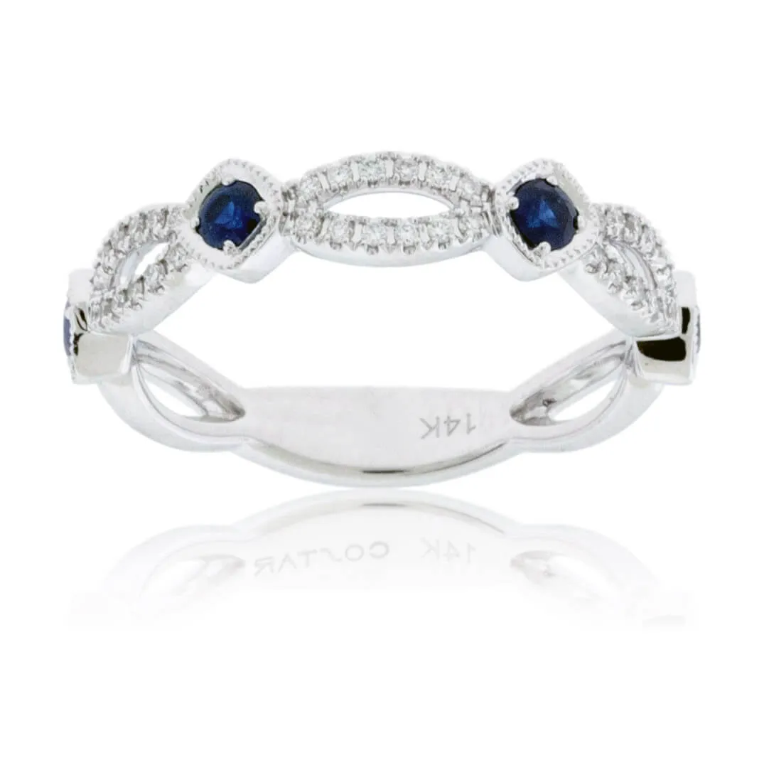 Sapphire Accented Diamond Band