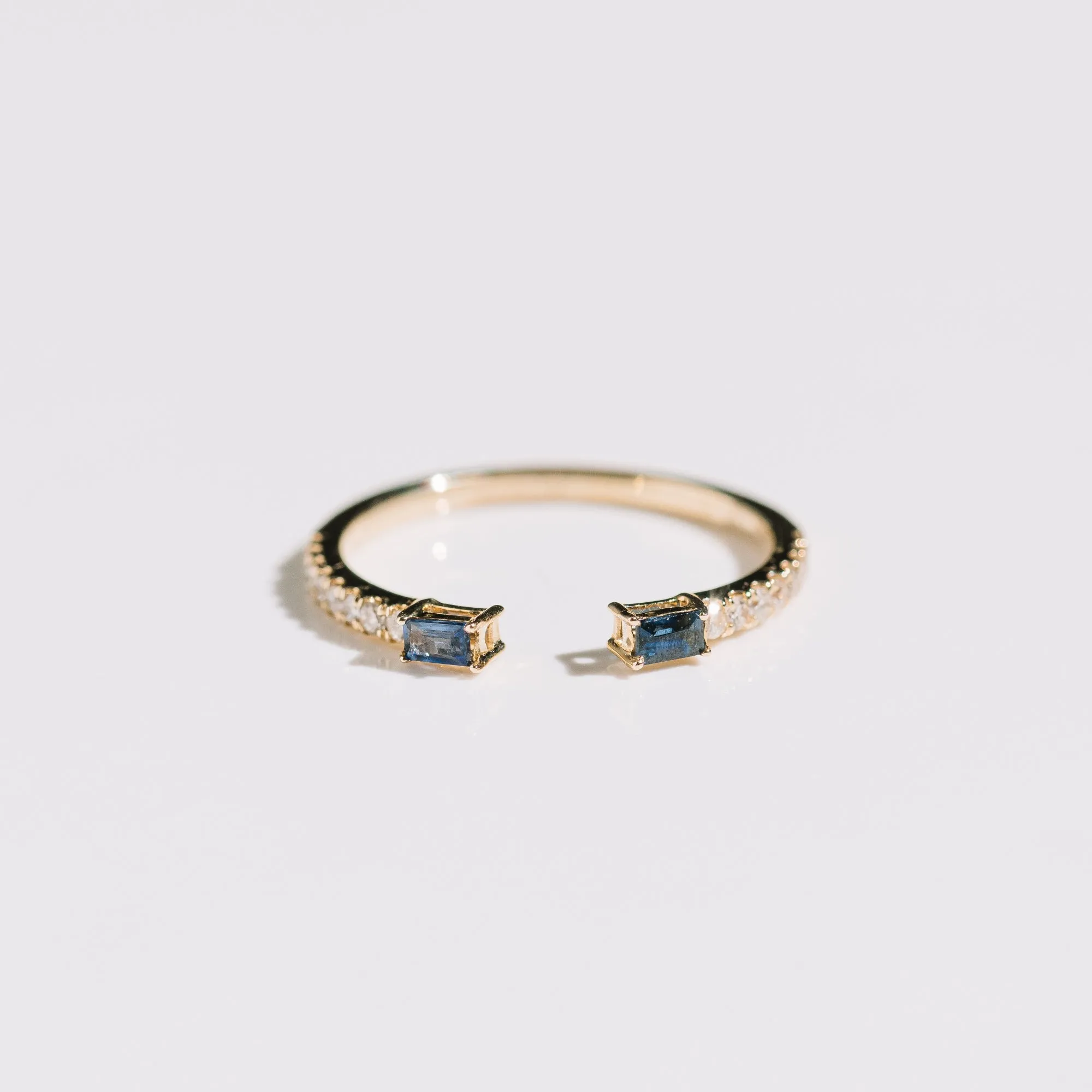 Sapphire Baguette Enhancer Band with Diamond in 14k Gold