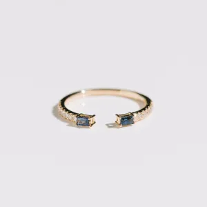 Sapphire Baguette Enhancer Band with Diamond in 14k Gold
