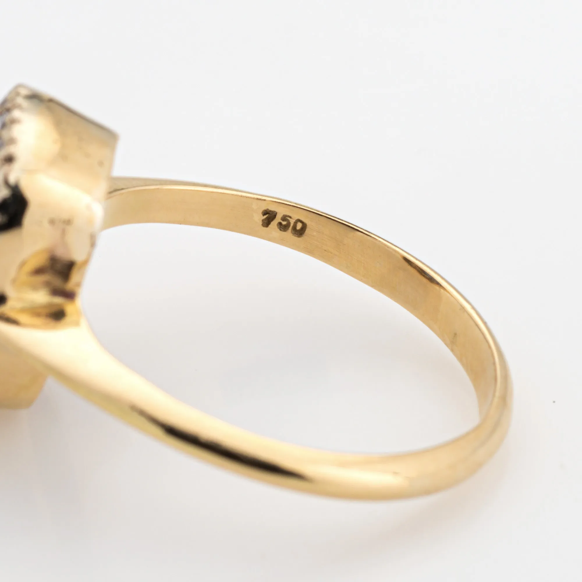 Sapphire Diamond Ring Vintage Gemstone Engagement 18k Yellow Gold Princess 6.75