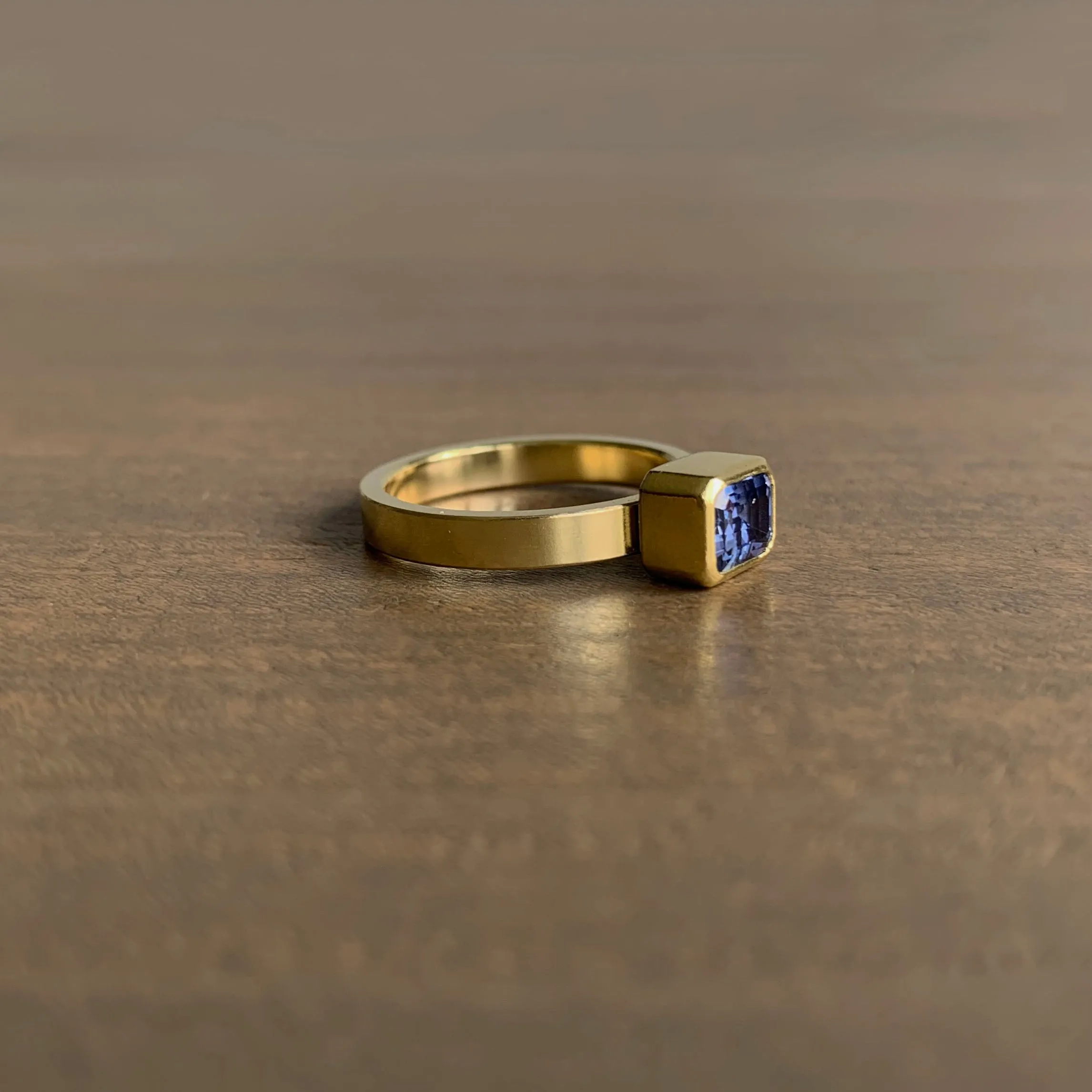 Sapphire Rectangle East-West Ring