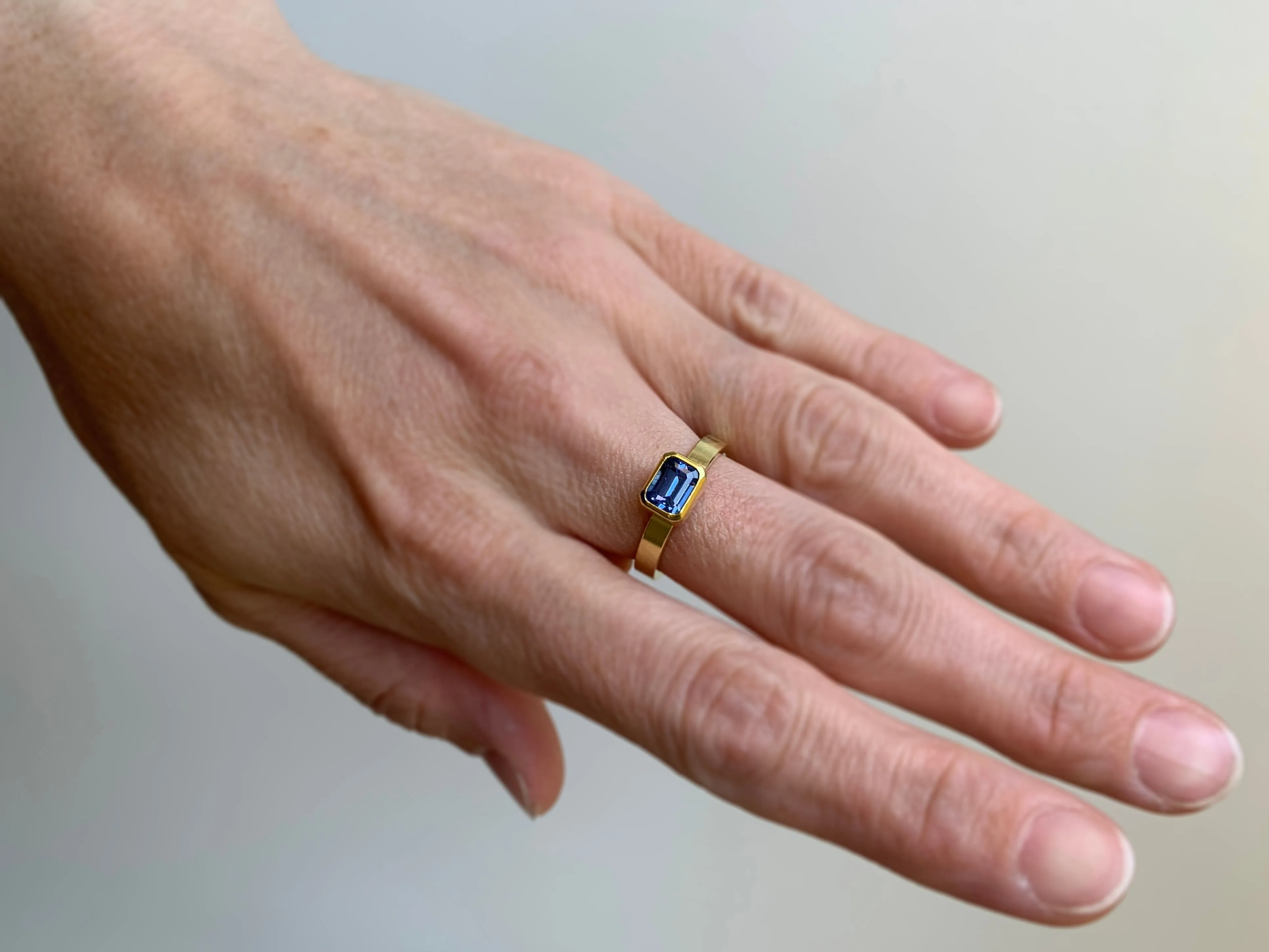 Sapphire Rectangle East-West Ring