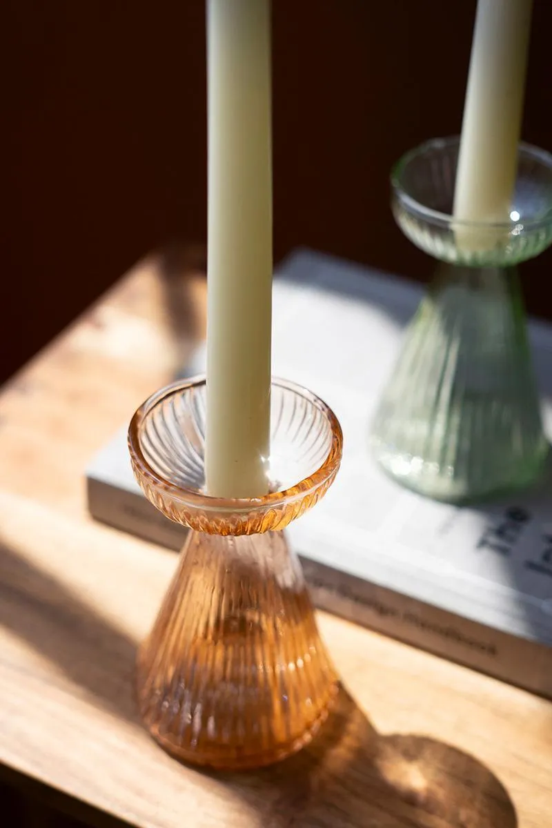 Set of 3 Glass Vase and Taper Holders (Pack of 2)