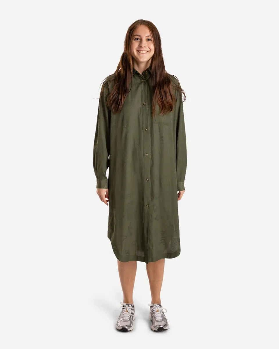 Shirt Dress - Green Tribal