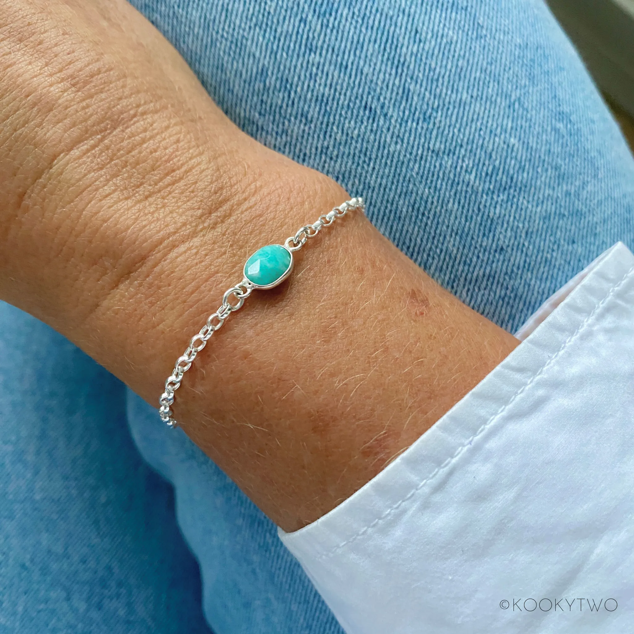 Silver Amazonite Chain Bracelet