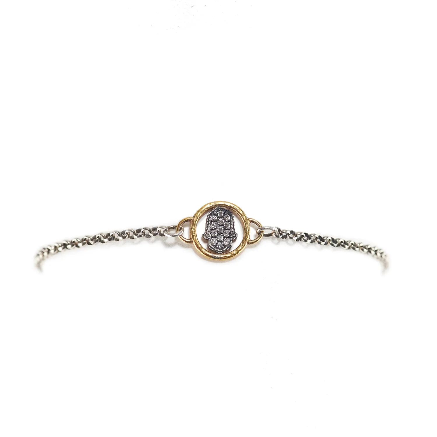 Silver & Diamond Hand in Gold Bracelet