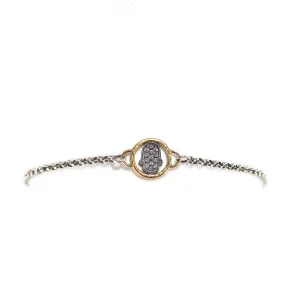 Silver & Diamond Hand in Gold Bracelet