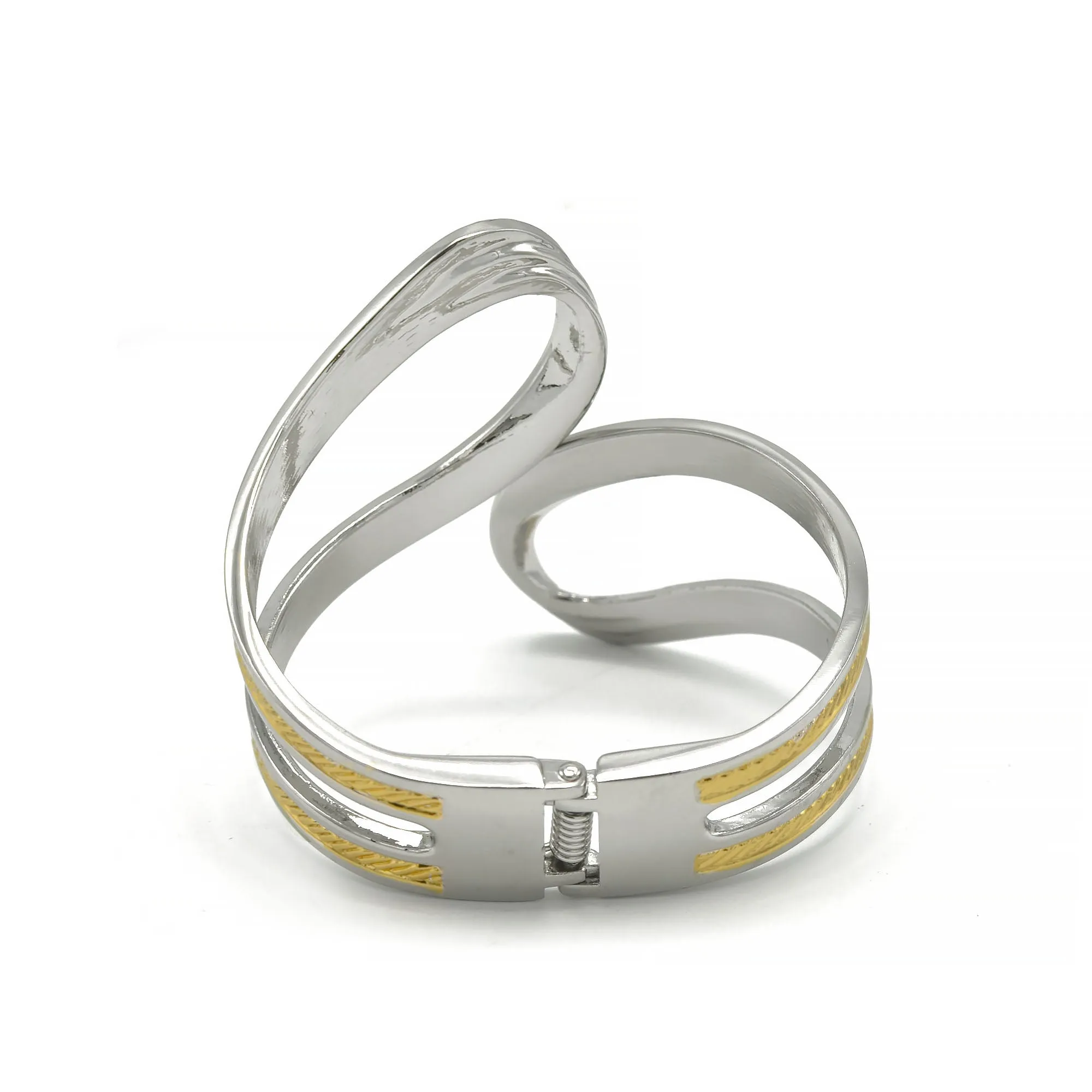 SILVER AND GOLD HINGED  BRACELETS #Z31X (DB6/AI18/AJ10)