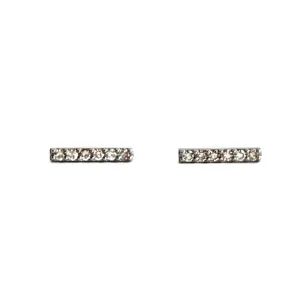 Silver Dainty Single Row Diamond Bar Studs