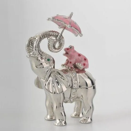 Silver Elephant Holding an Umbrella
