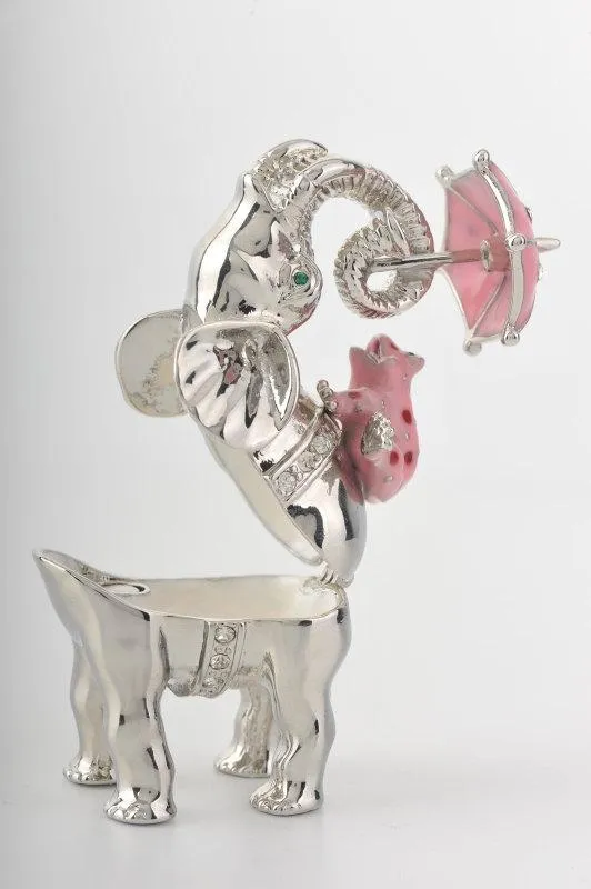 Silver Elephant Holding an Umbrella