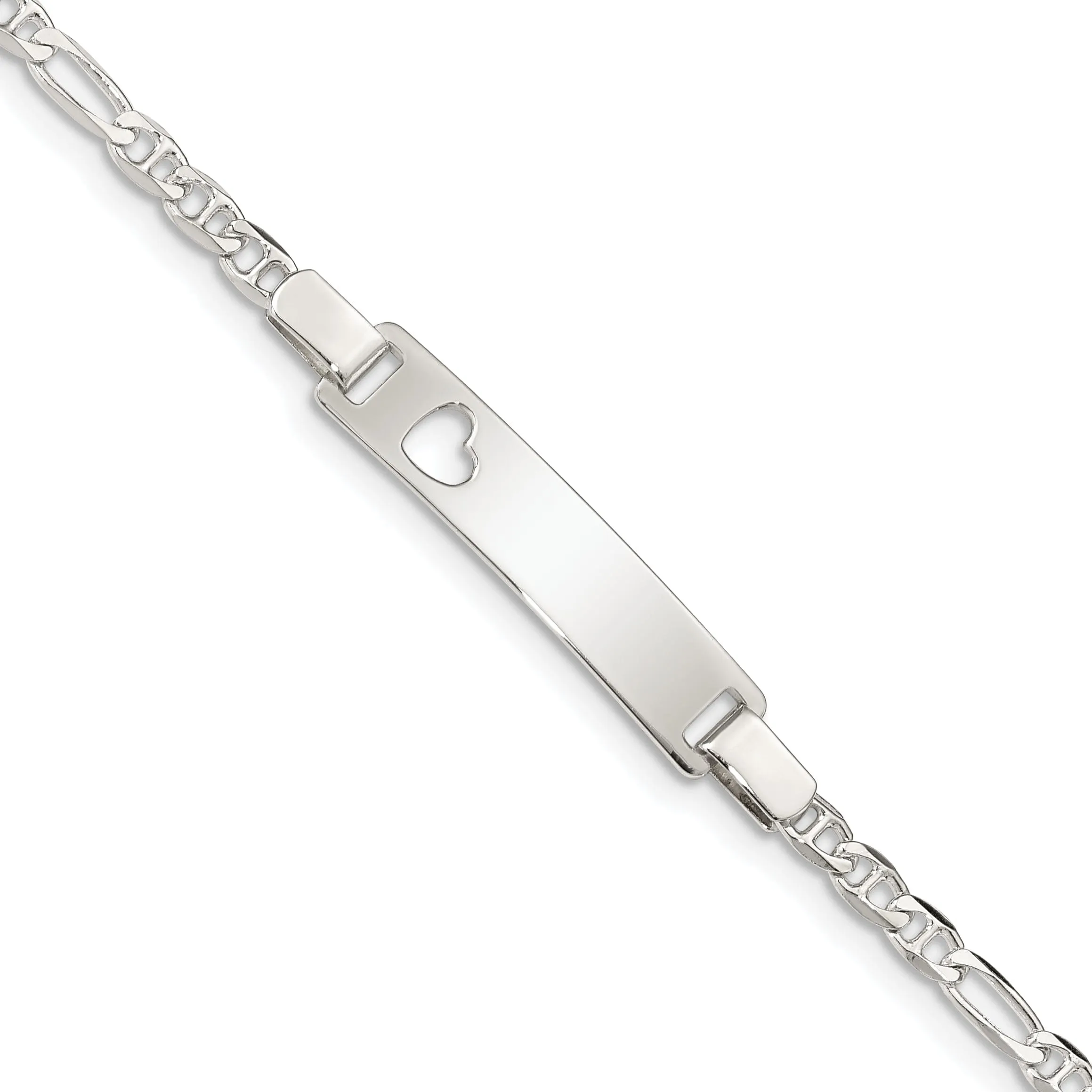 Silver Engravable Baby ID Cutout Heart Bracelet