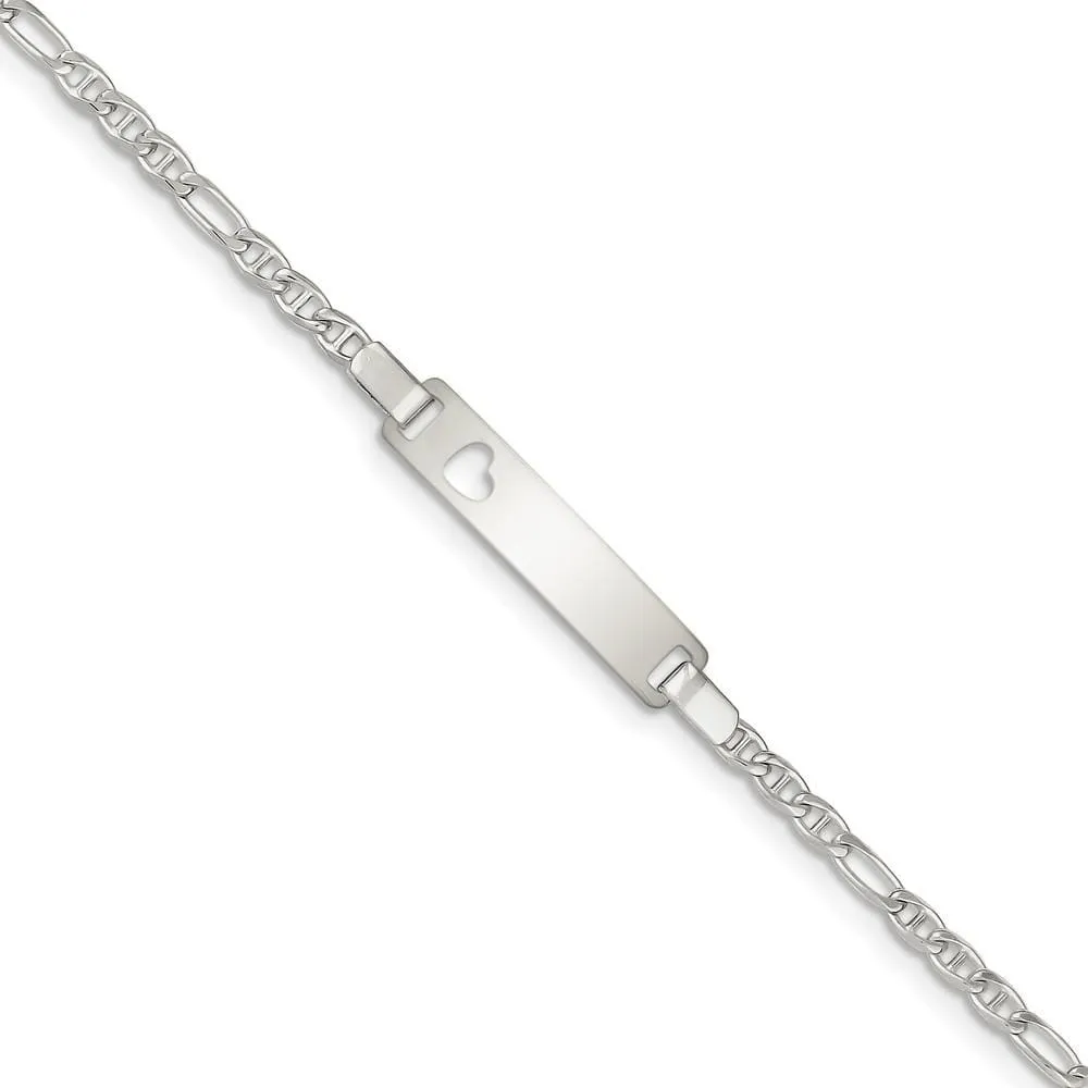 Silver Engravable Baby ID Cutout Heart Bracelet